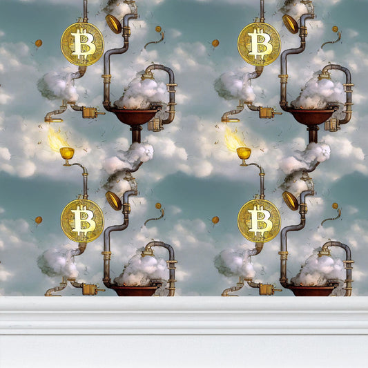 Bitcoin Mining in the Clouds Repeat Pattern Wallpaper