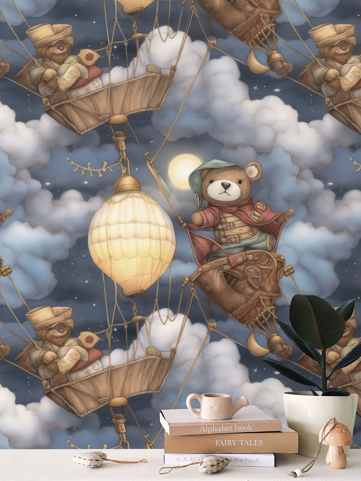 Pirate Teddies Skyward Bound Repeat Pattern Wallpaper