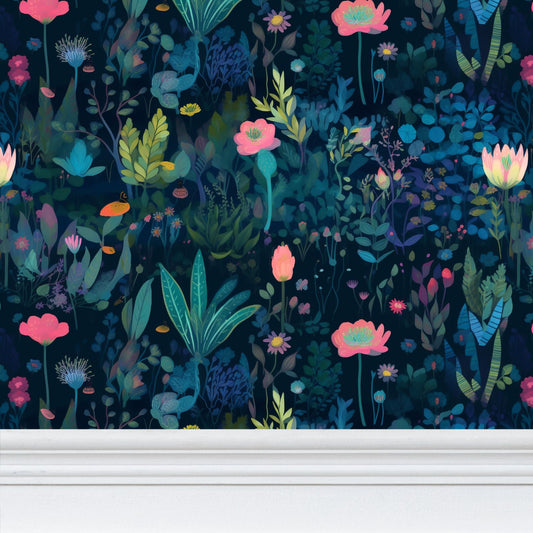 Bohemian Blossom Symphony Repeat Pattern Wallpaper