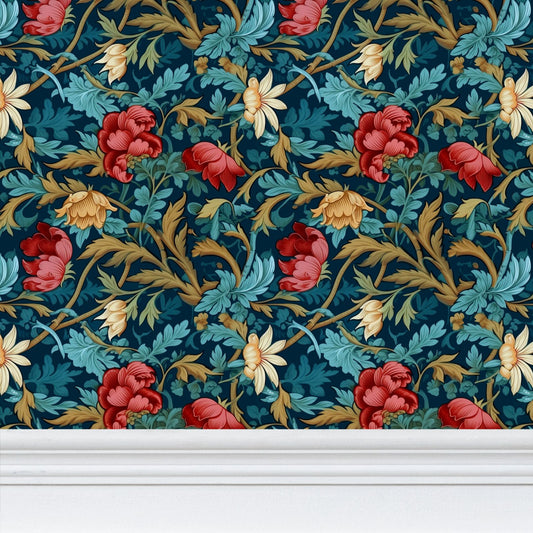 Artisanal Bloom Repeat Pattern Wallpaper