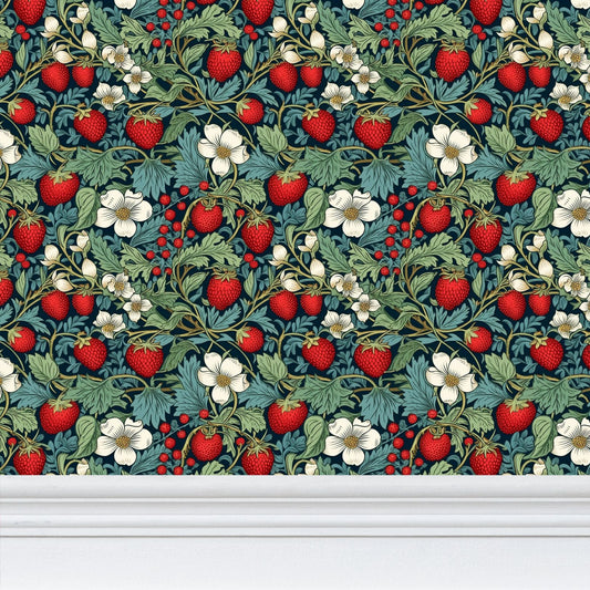 Strawberry Patch Repeat Pattern Wallpaper