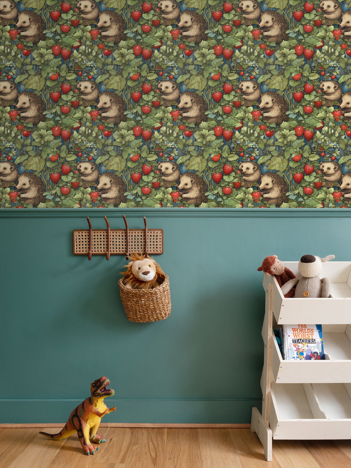 Berry Patch Hedgehogs Repeat Pattern Wallpaper