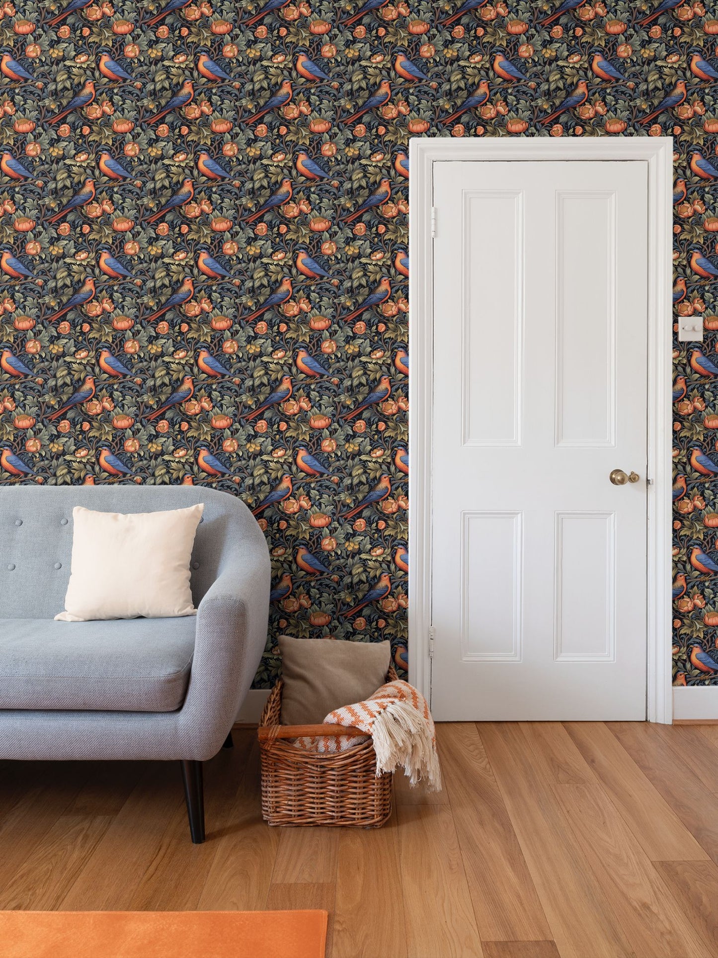 Bluebird Orchard Repeat Pattern Wallpaper