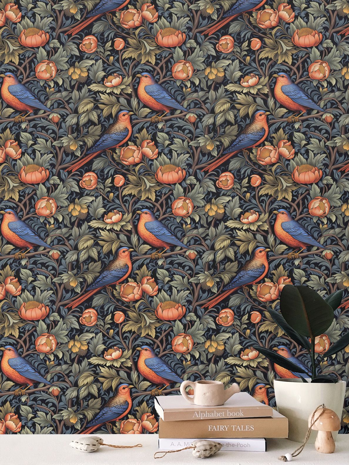 Bluebird Orchard Repeat Pattern Wallpaper