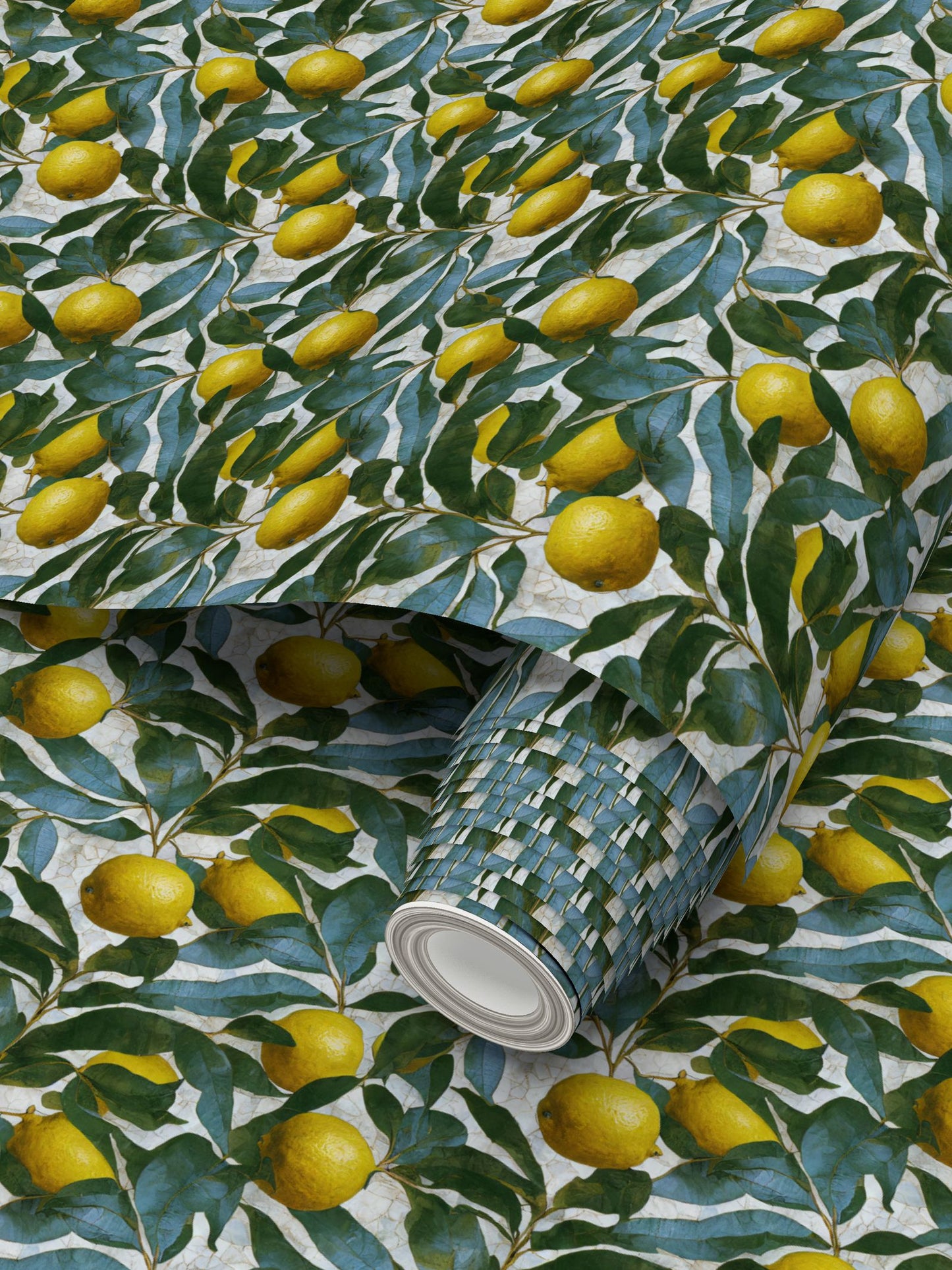 Lemon Grove Mosaic Repeat Pattern Wallpaper