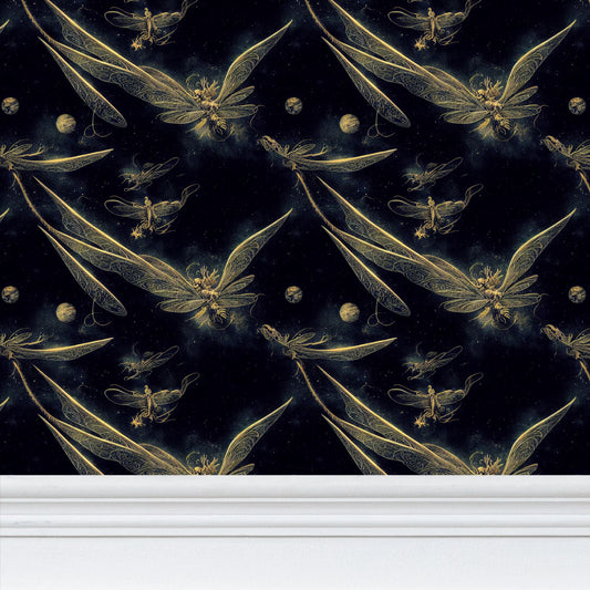 Midnight Dragonflies Repeat Pattern Wallpaper