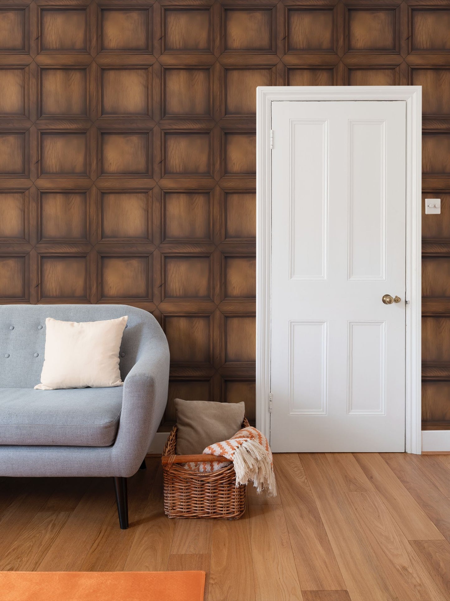 Windsor Manor Wood Panelling Effect Repeat Pattern Wallpaper