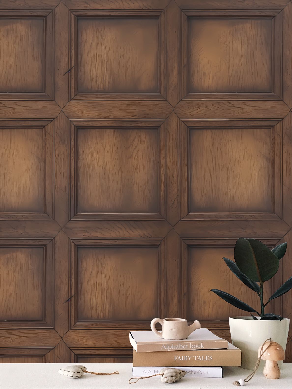 Windsor Manor Wood Panelling Effect Repeat Pattern Wallpaper