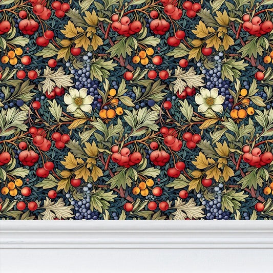 Bramble Hedgerows Repeat Pattern Wallpaper
