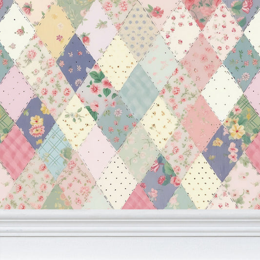 Harlequin Patchwork Repeat Pattern Wallpaper