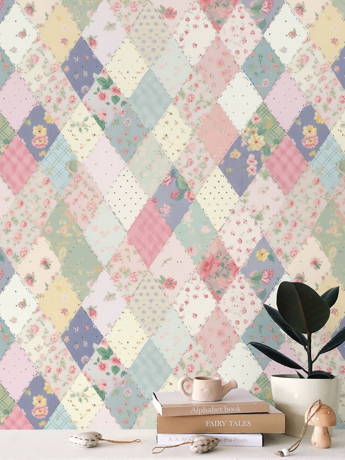 Harlequin Patchwork Repeat Pattern Wallpaper