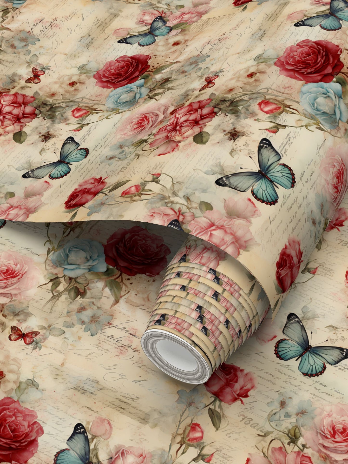 Butterfly Garden Decoupage Repeat Pattern Wallpaper