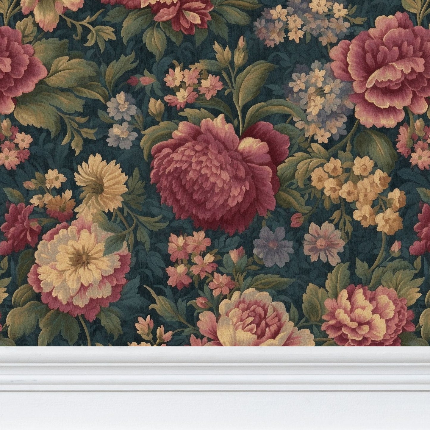 Carpet Bag Roses Repeat Pattern Wallpaper