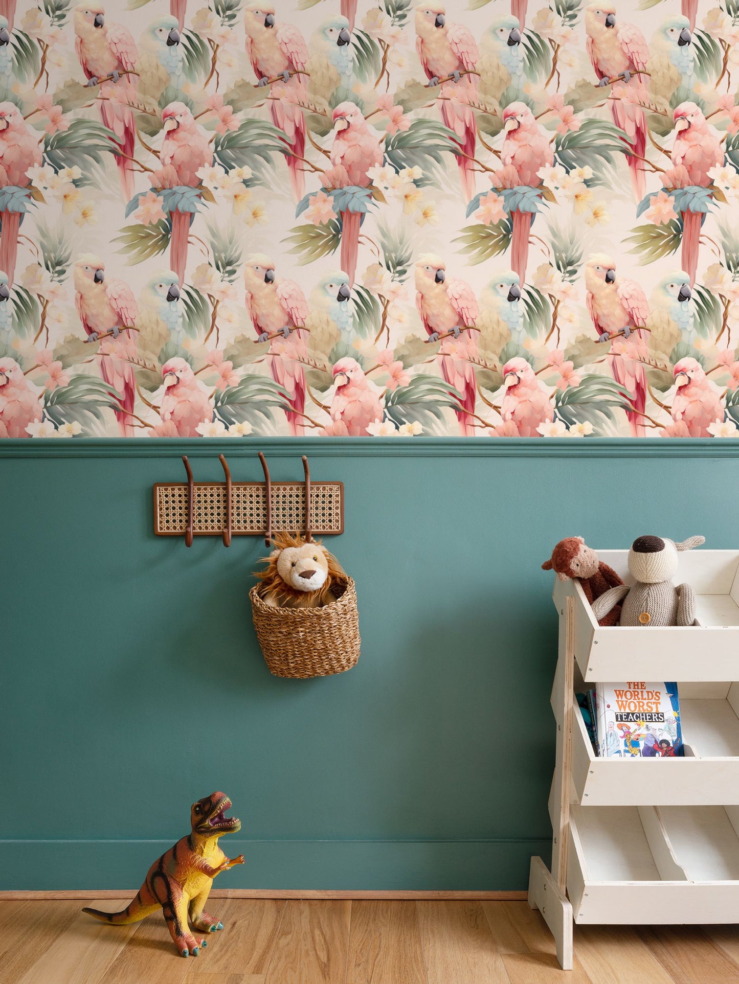 Pink Parrots Repeat Pattern Wallpaper