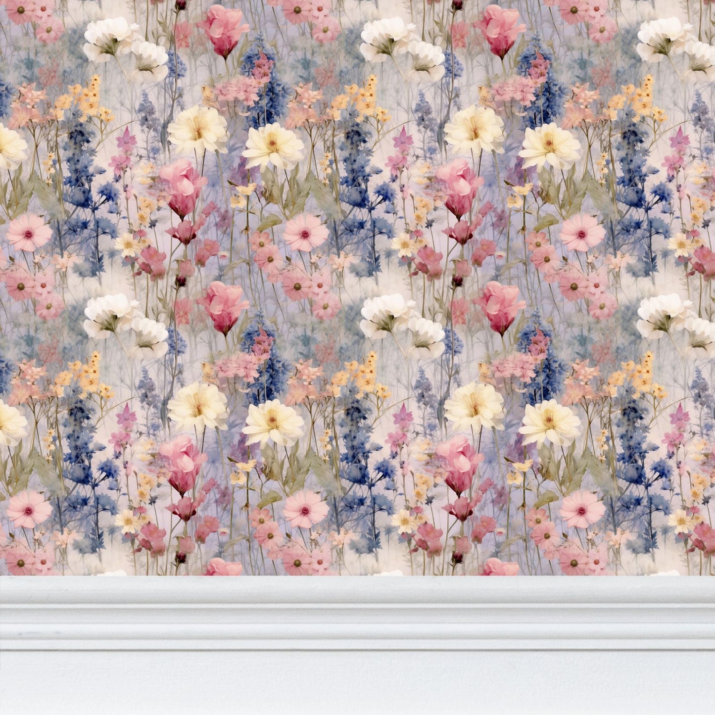 Lavender Meadow Repeat Pattern Wallpaper