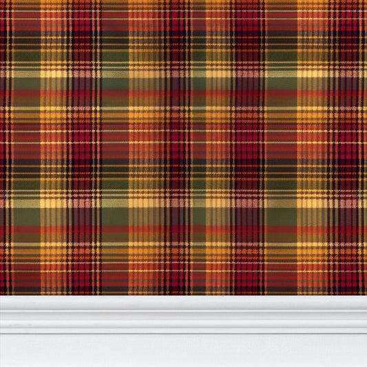 Autumn Tartan Repeat Pattern Wallpaper