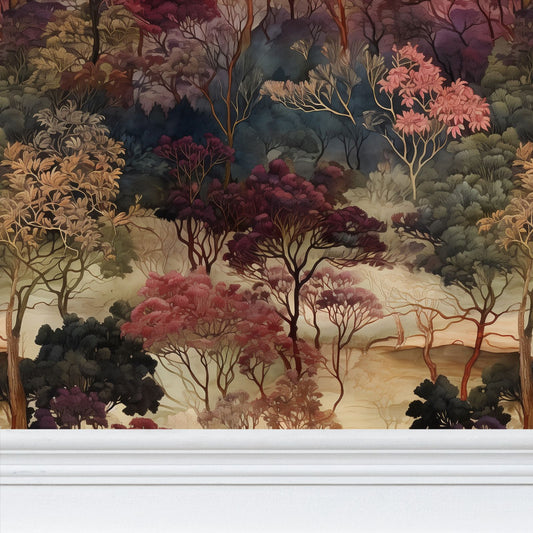Autumnal Arboretum Repeat Pattern Wallpaper