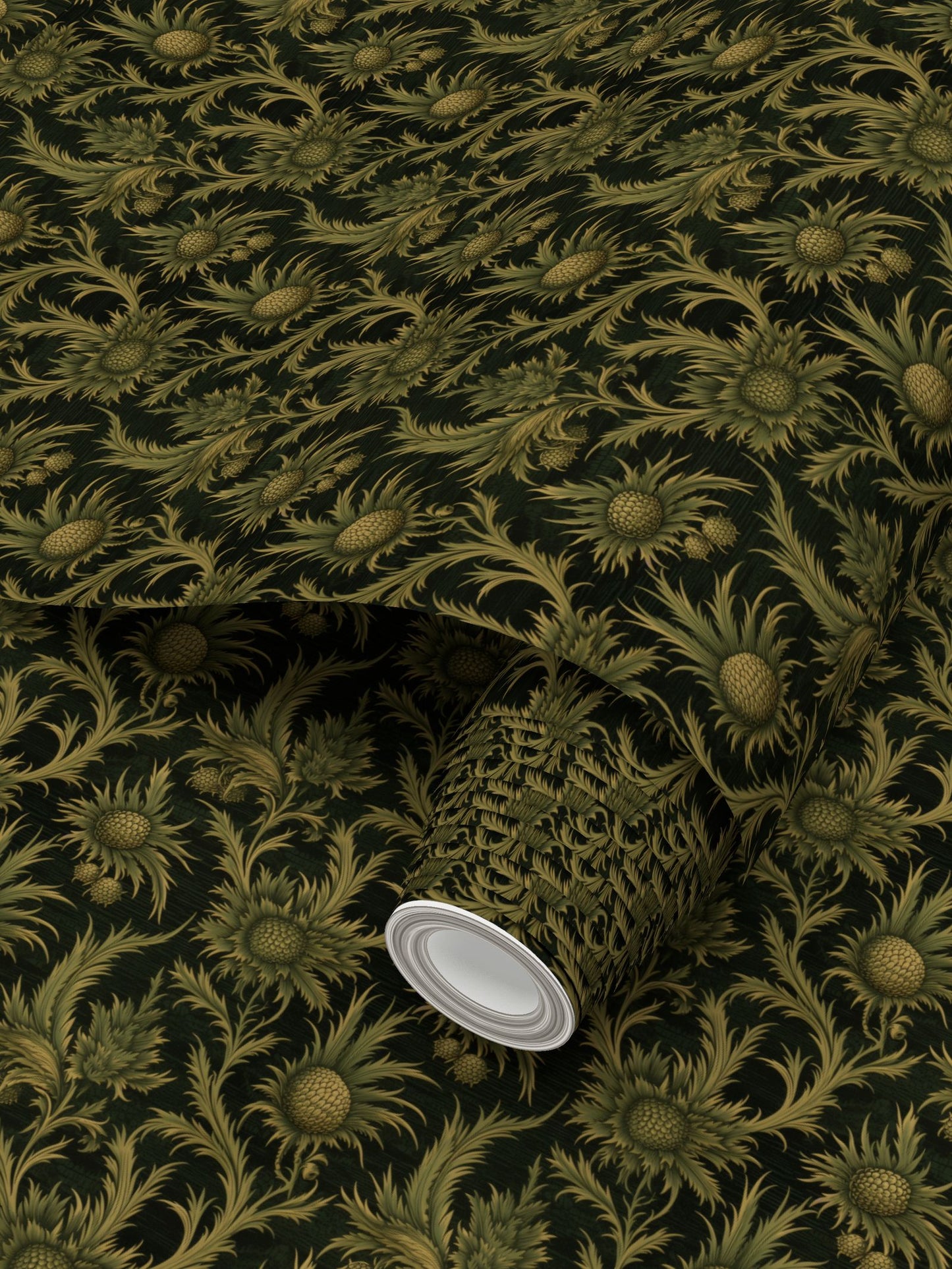 Forest Thistle Repeat Pattern Wallpaper