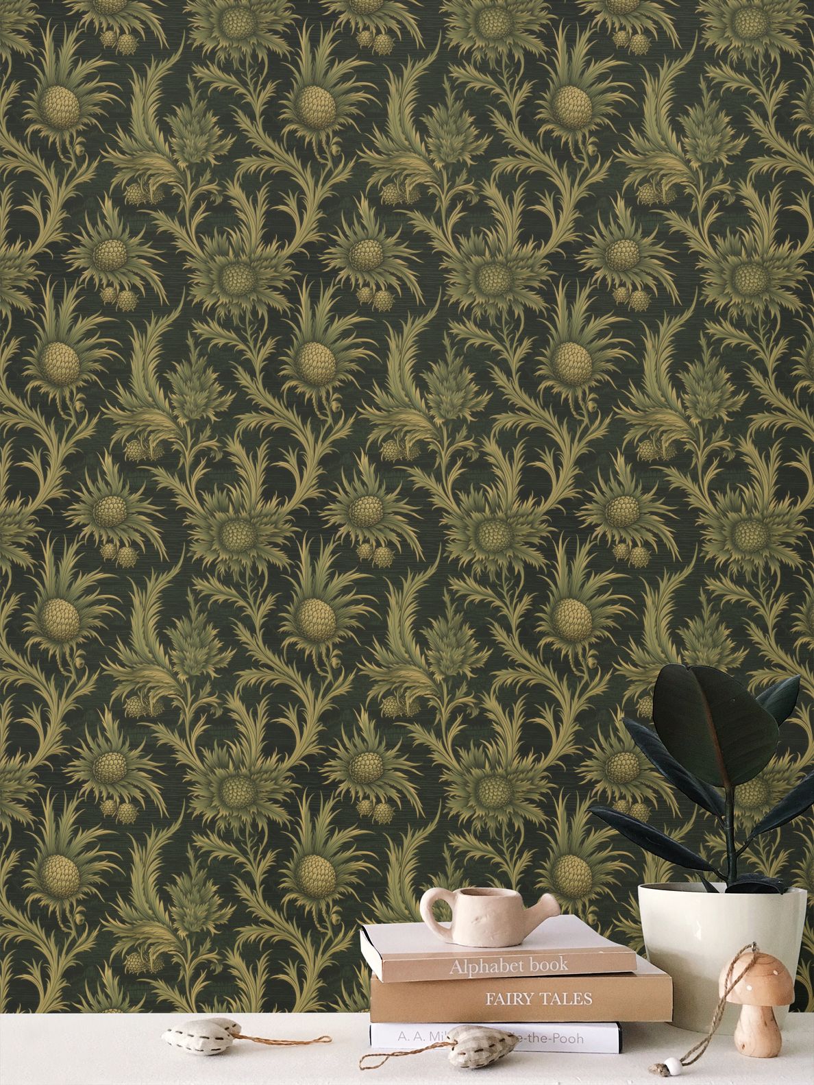 Forest Thistle Repeat Pattern Wallpaper