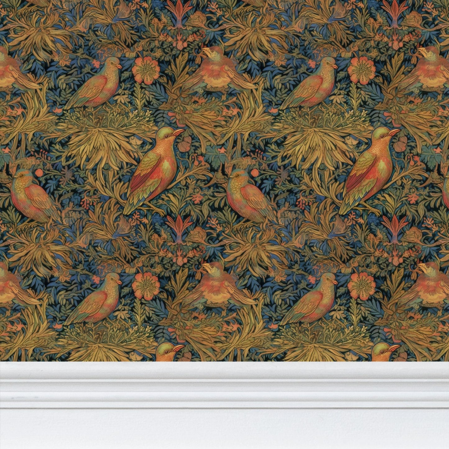Tudor Birds Repeat Pattern Wallpaper