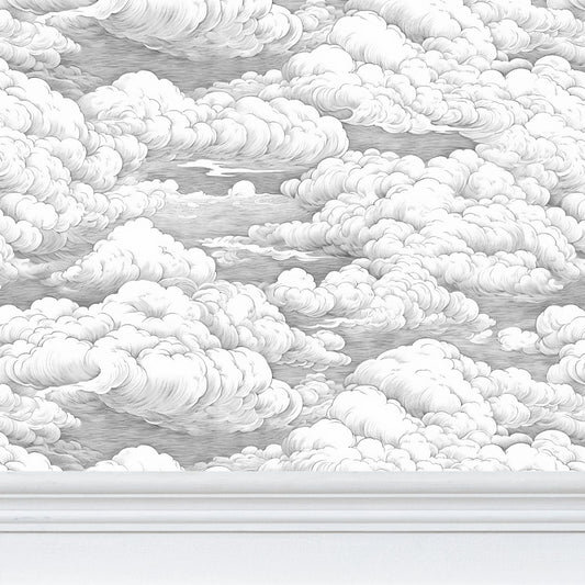 Etched Clouds Repeat Pattern Wallpaper