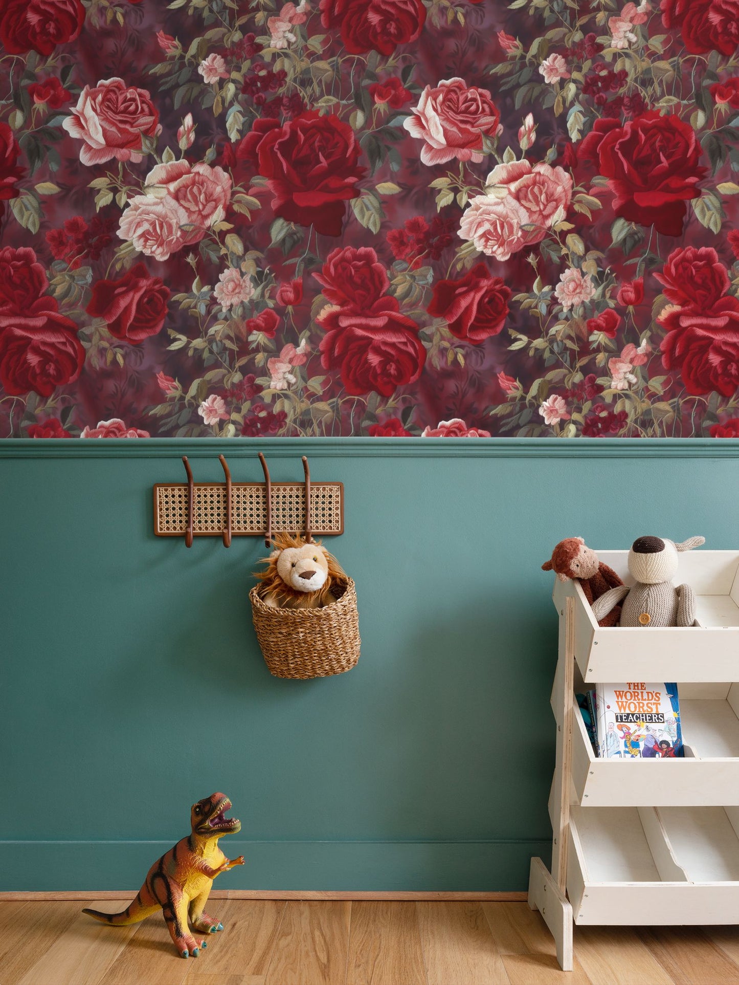 Red Rose Medley Repeat Pattern Wallpaper