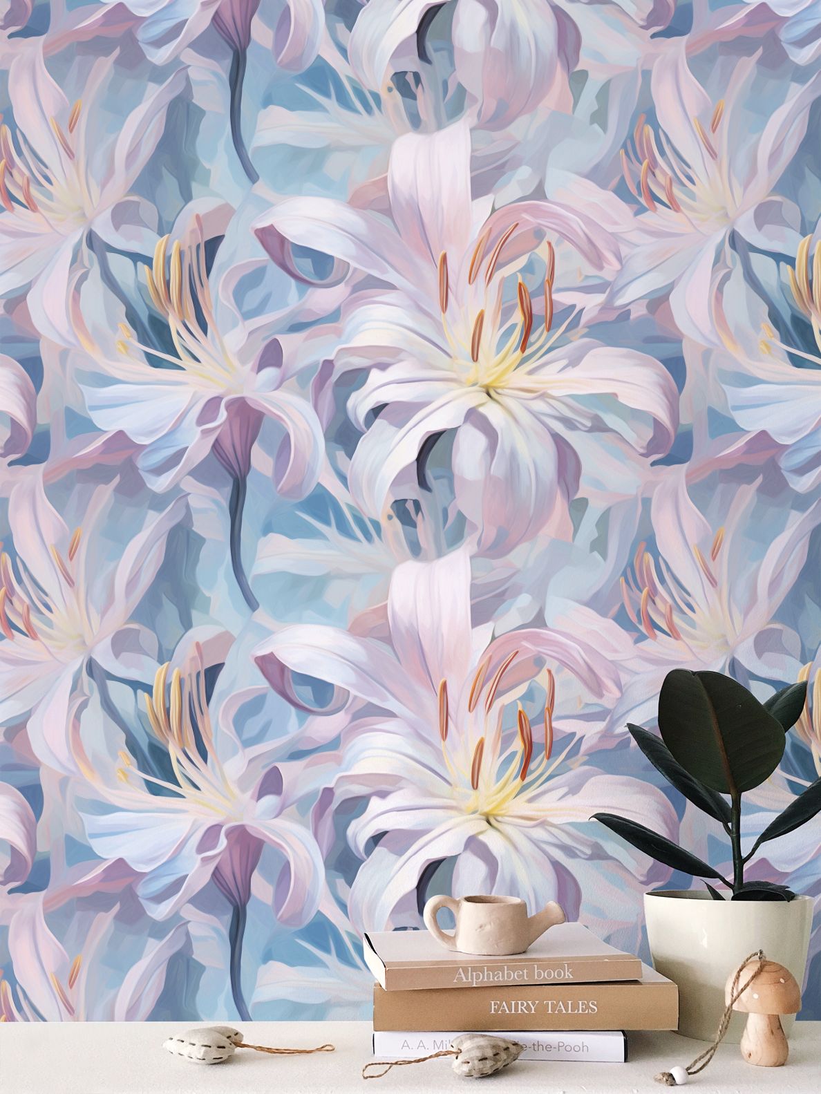 Springtime Lily Repeat Pattern Wallpaper