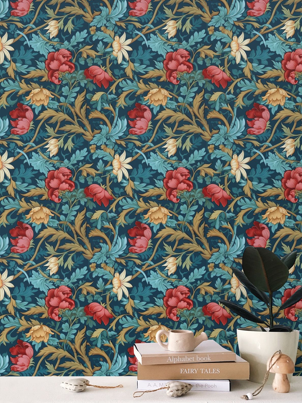 Artisanal Bloom Repeat Pattern Wallpaper