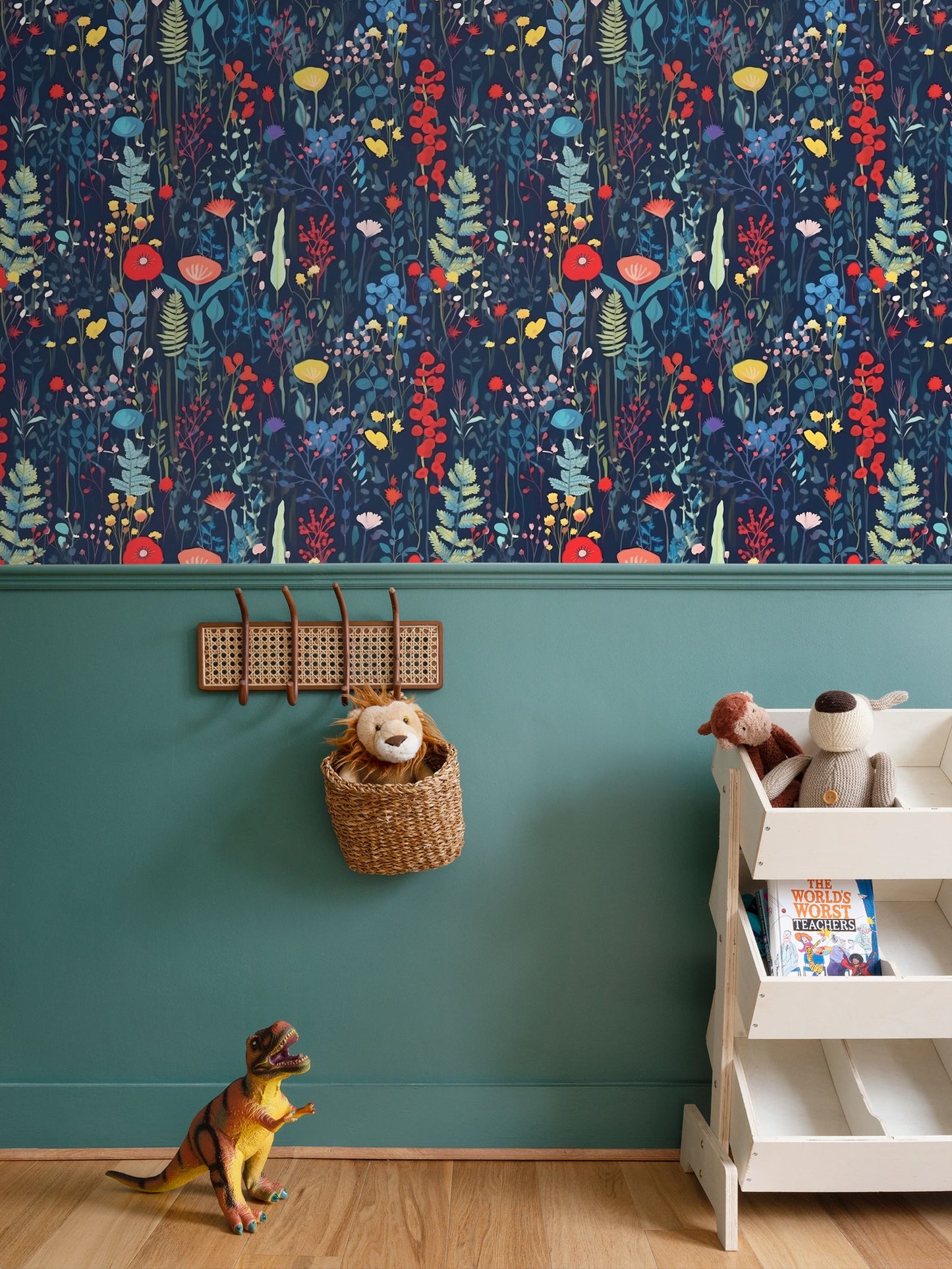 Navy Meadow Repeat Pattern Wallpaper