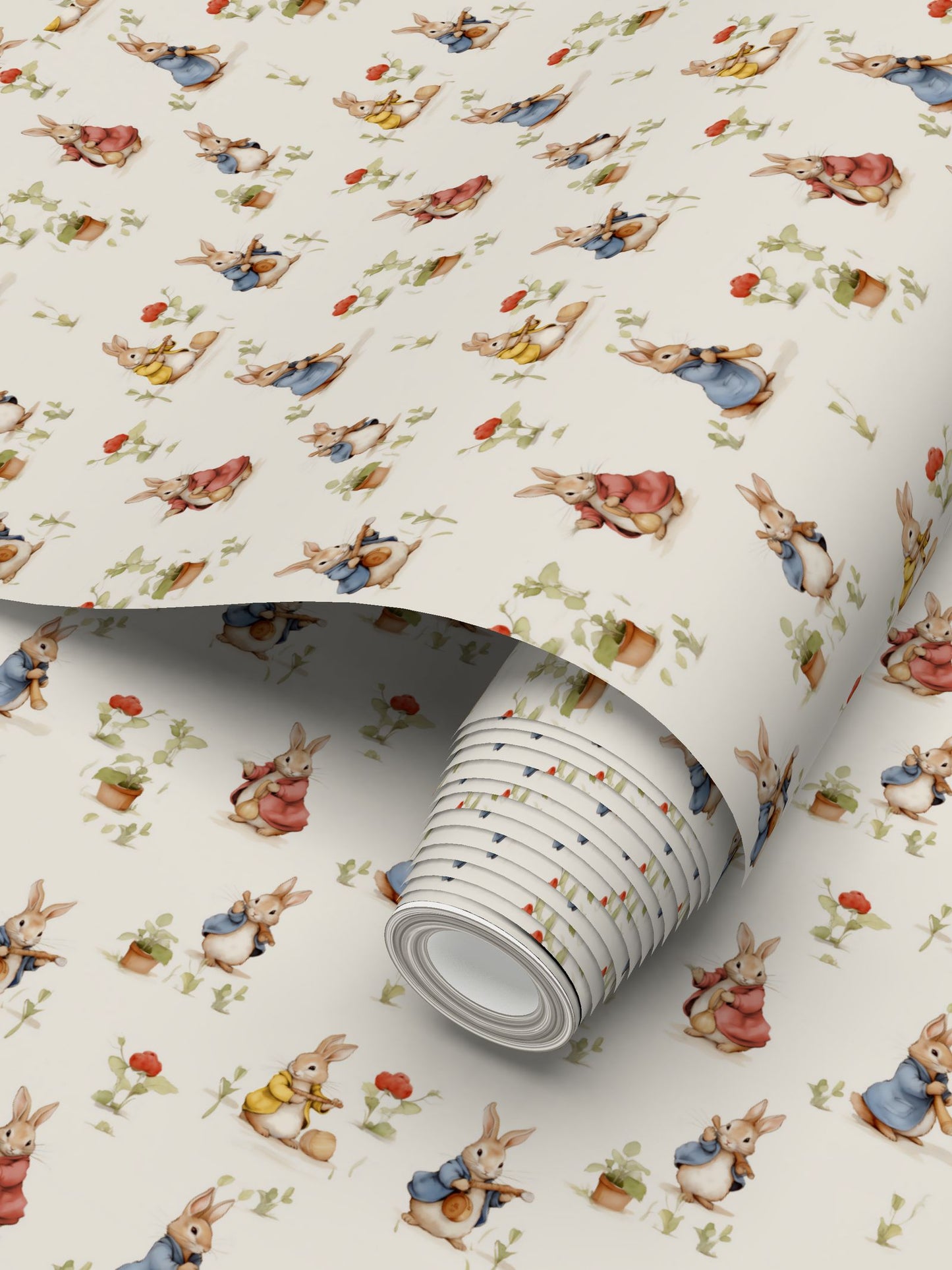 Bunny Meadow Delight Repeat Pattern Wallpaper