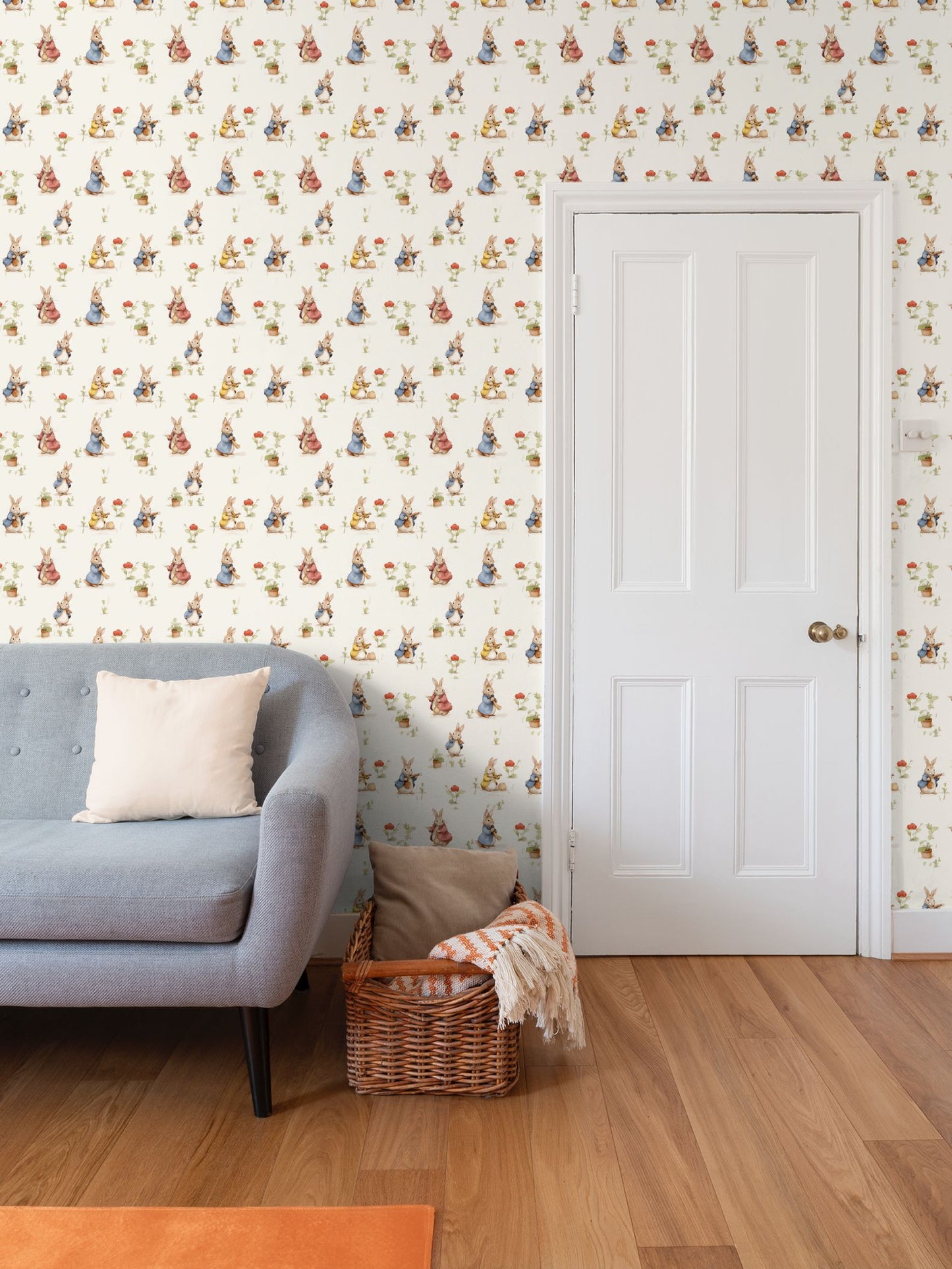 Bunny Meadow Delight Repeat Pattern Wallpaper