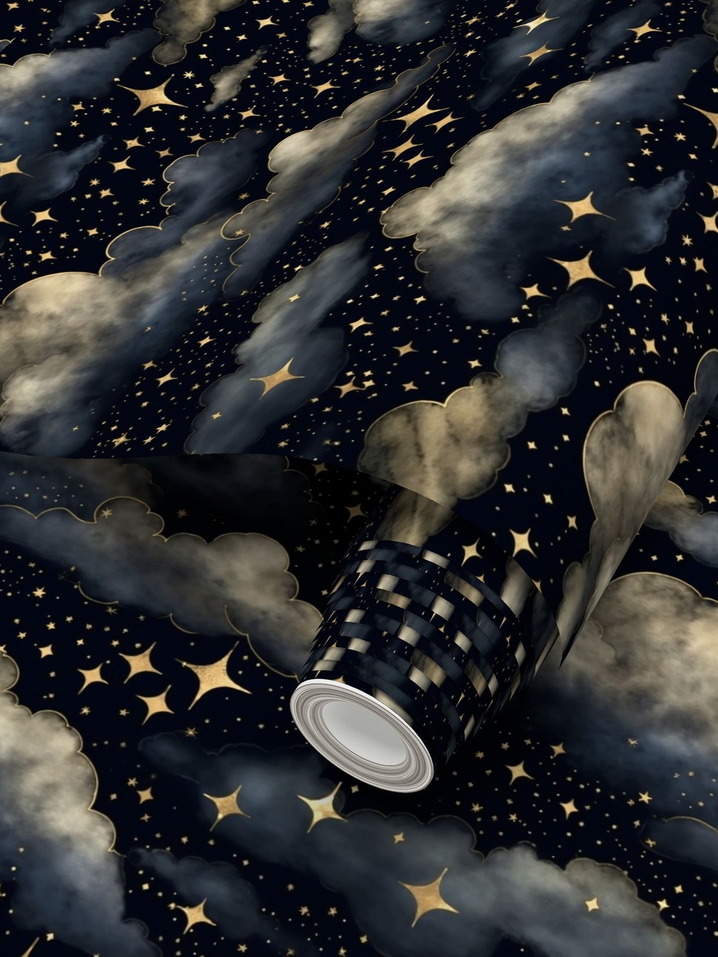 Starry Night Repeat Pattern Wallpaper