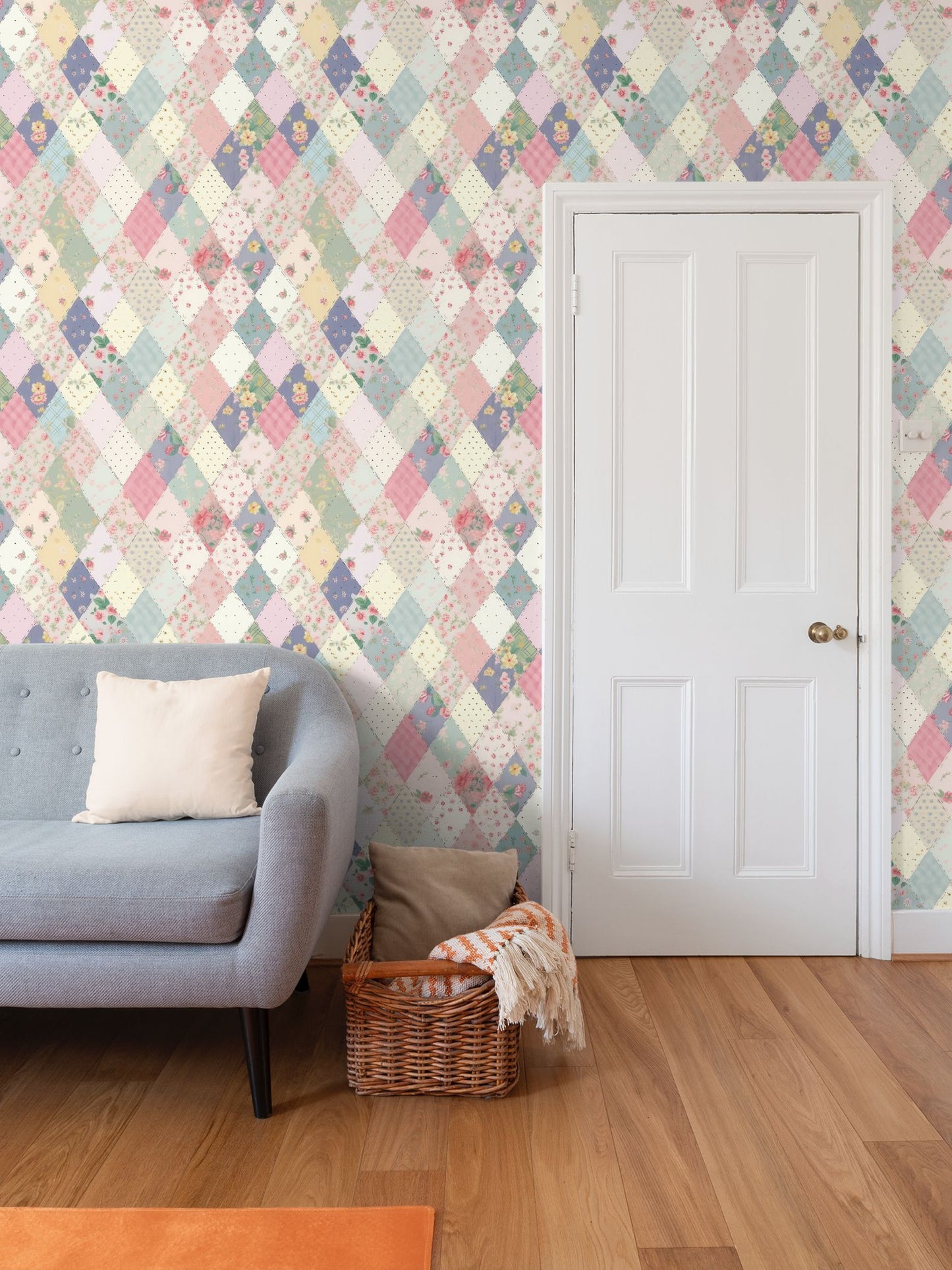 Harlequin Patchwork Repeat Pattern Wallpaper