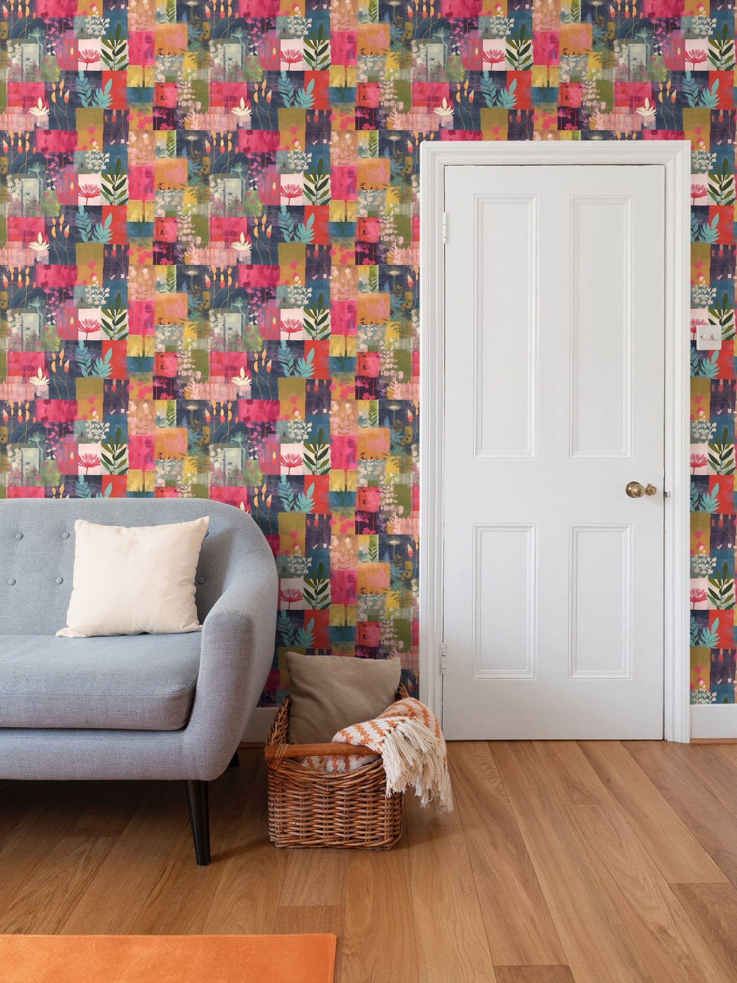 Pink Patchwork Repeat Pattern Wallpaper