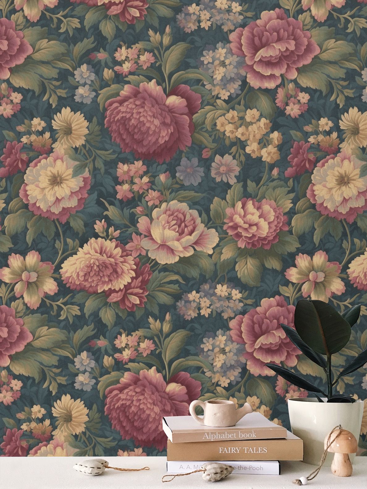 Carpet Bag Roses Repeat Pattern Wallpaper