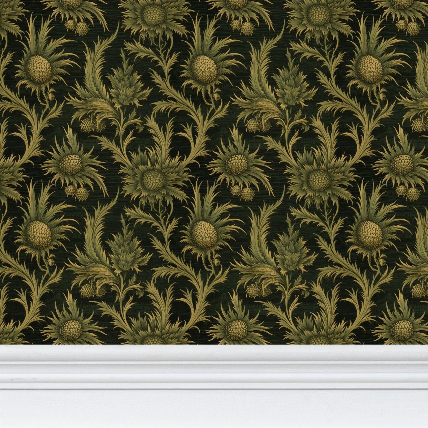 Forest Thistle Repeat Pattern Wallpaper