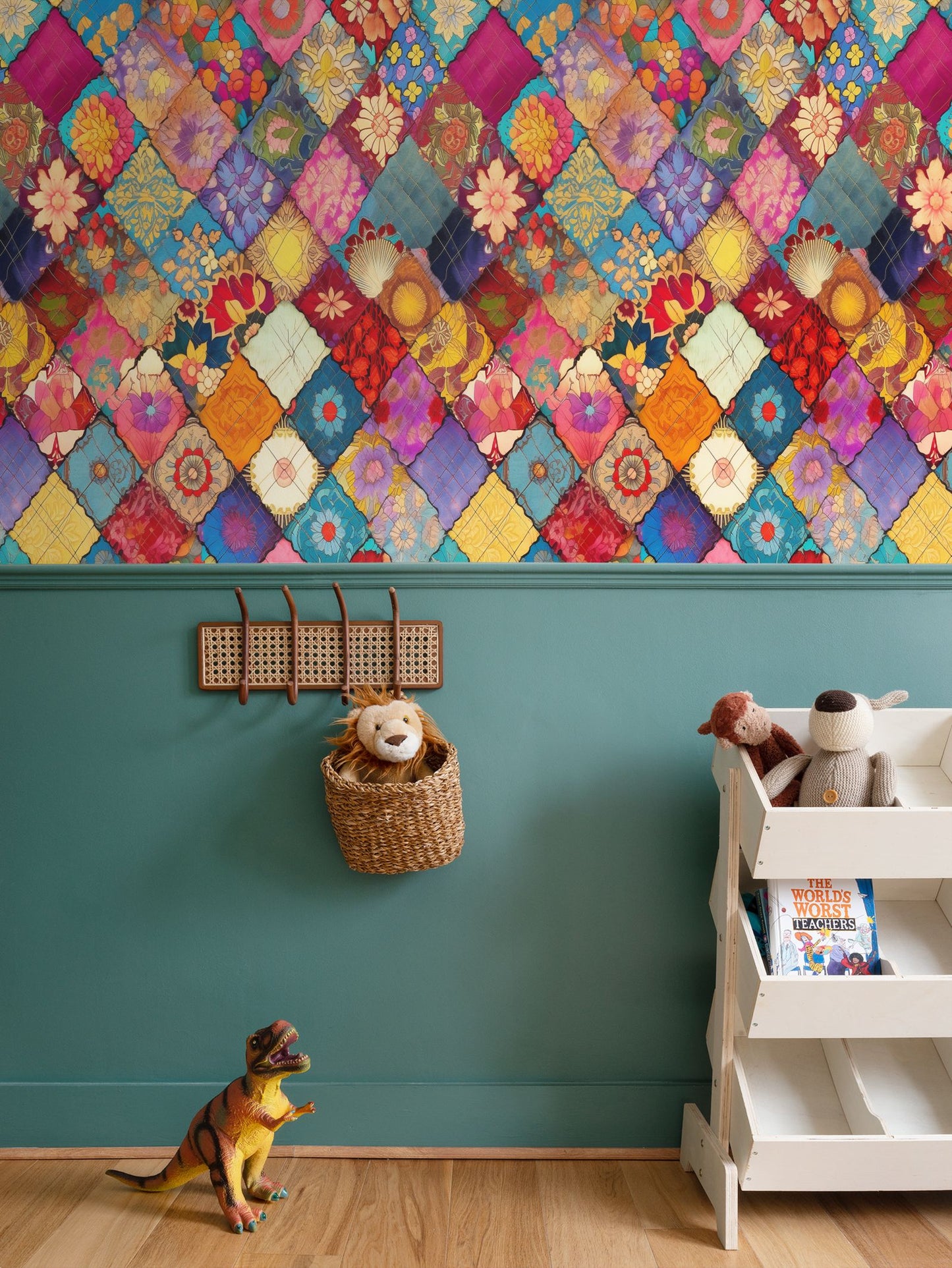 Boho Patchwork Print Repeat Pattern Wallpaper