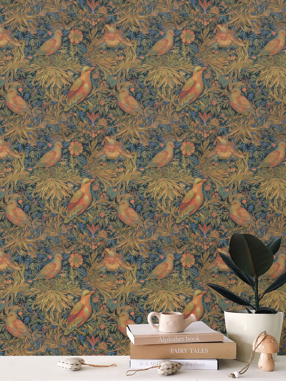 Tudor Birds Repeat Pattern Wallpaper