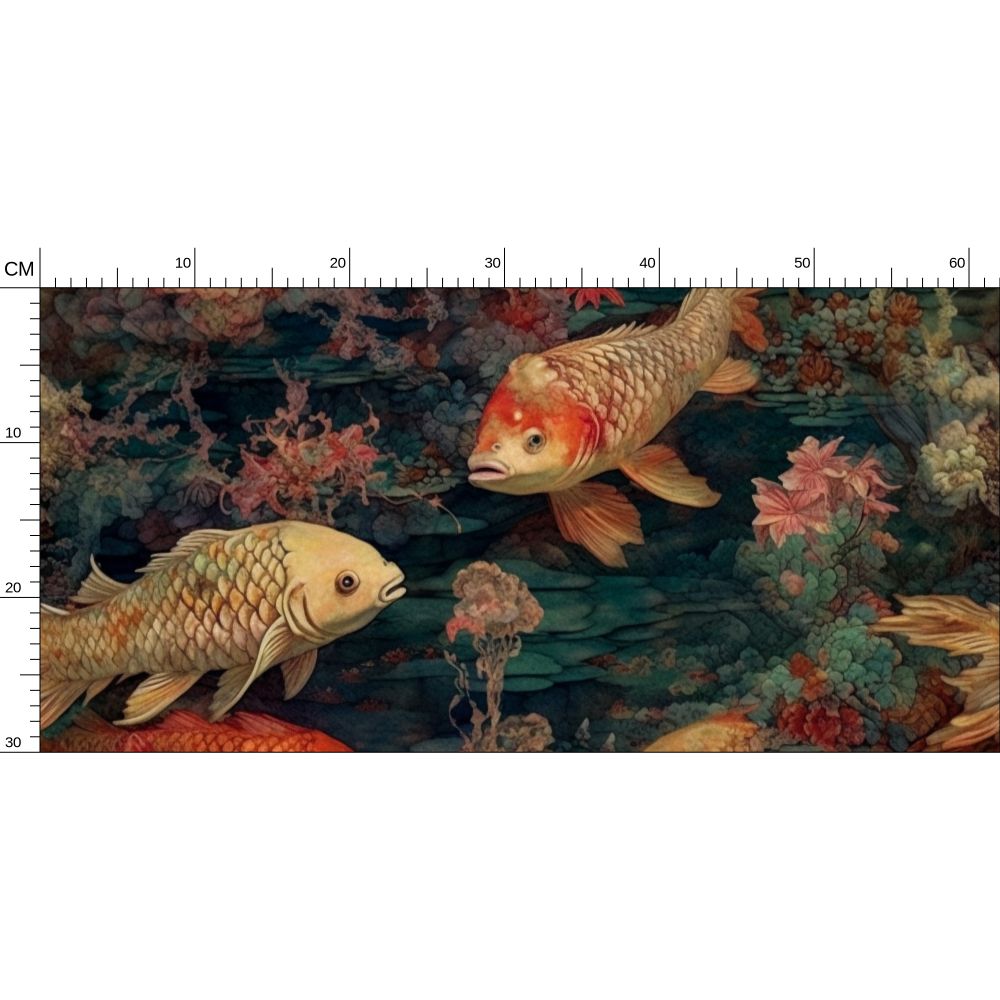 Koi Pond Impressionist Repeat Pattern Wallpaper