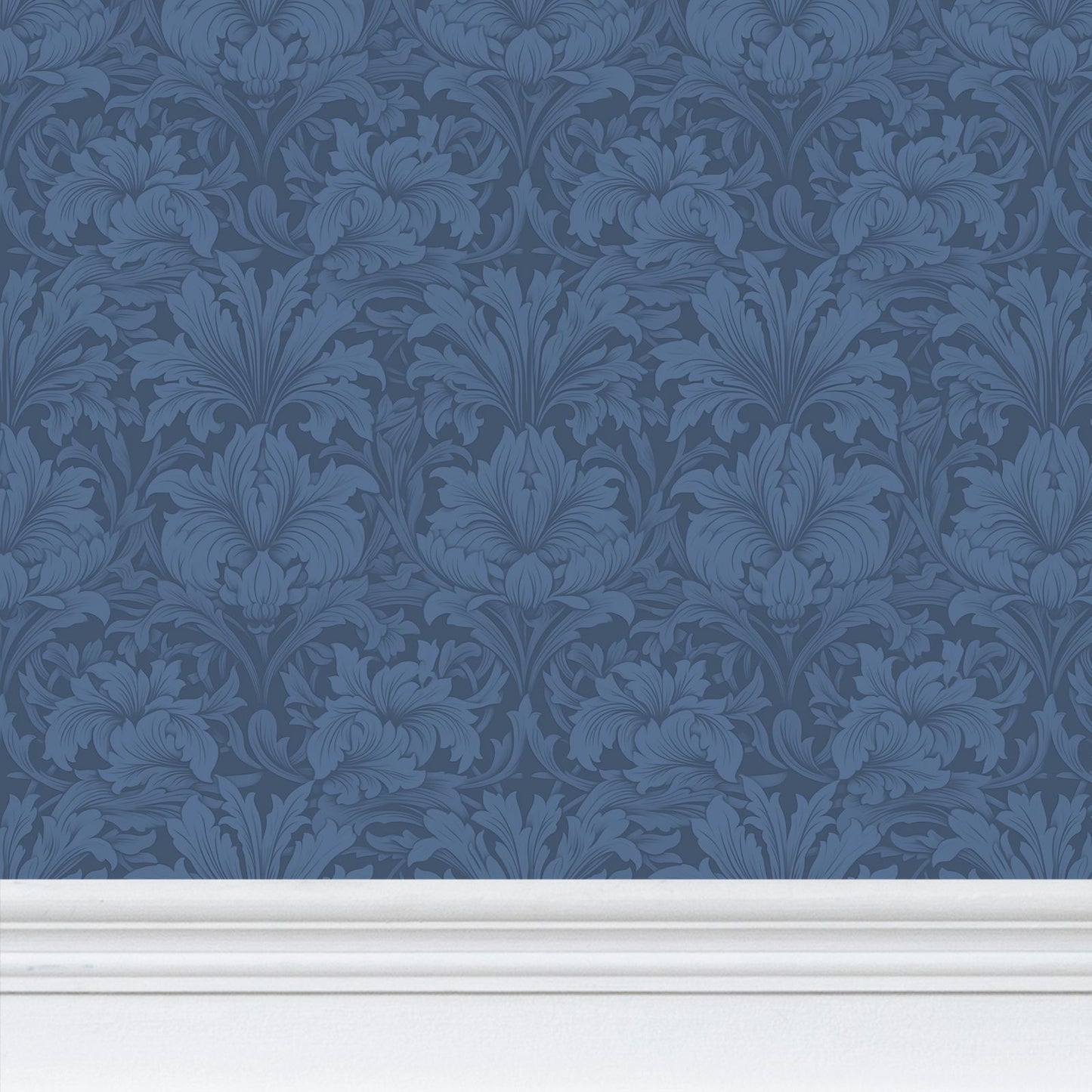 Blue Amethyst Damask Repeat Pattern Wallpaper