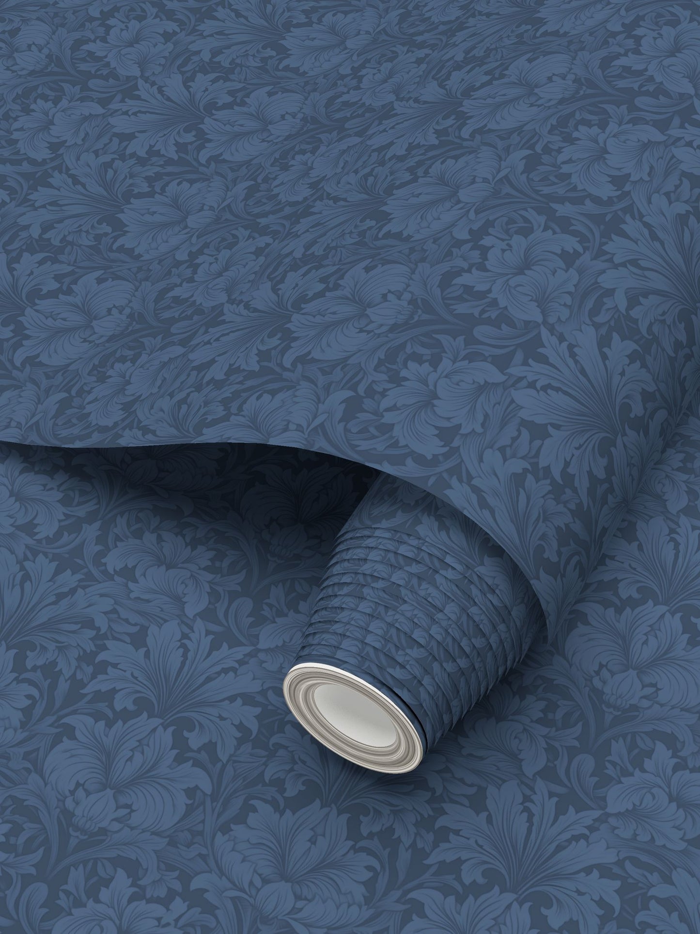 Blue Amethyst Damask Repeat Pattern Wallpaper