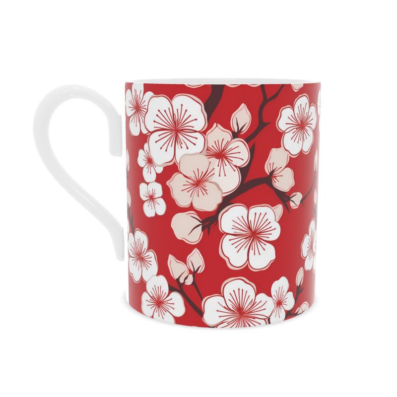 Crimson Blossom Bone China Mug
