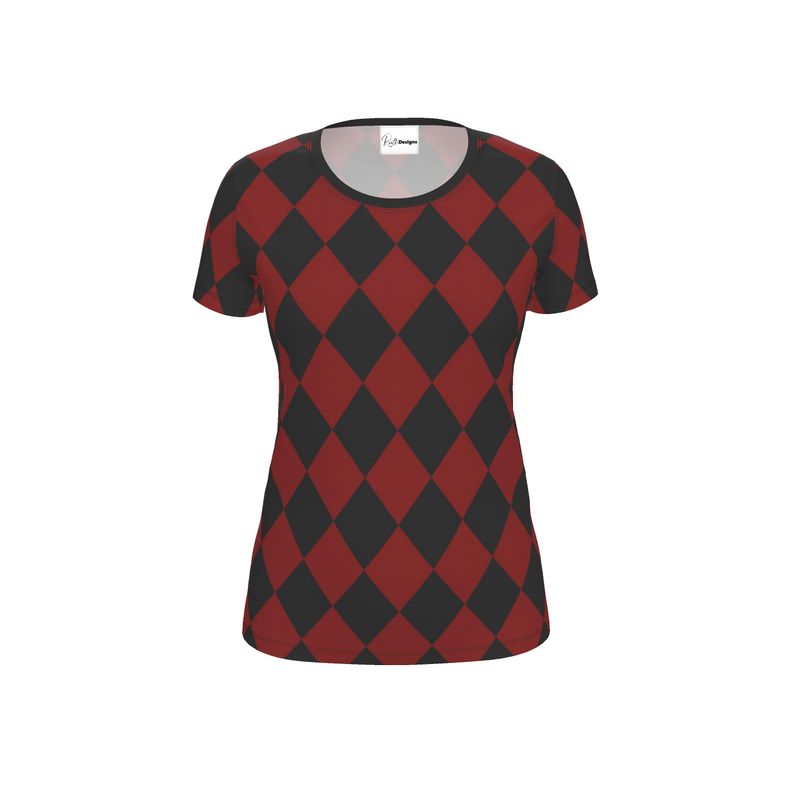 Red and Black Harlequin Womens T-Shirt