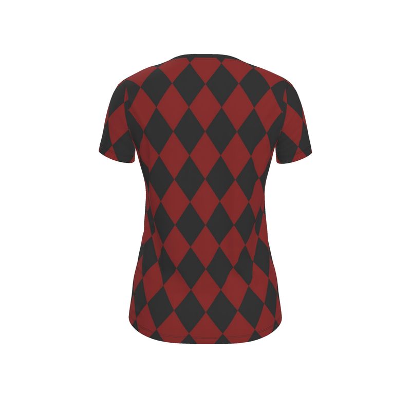 Red and Black Harlequin Womens T-Shirt