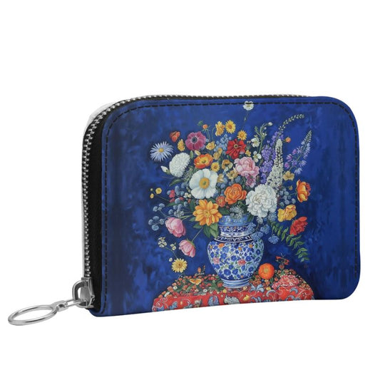 Blooming Blue Small Leather Zip Purse