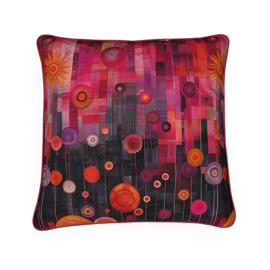 Crimson Cosmos Patchwork Cushions