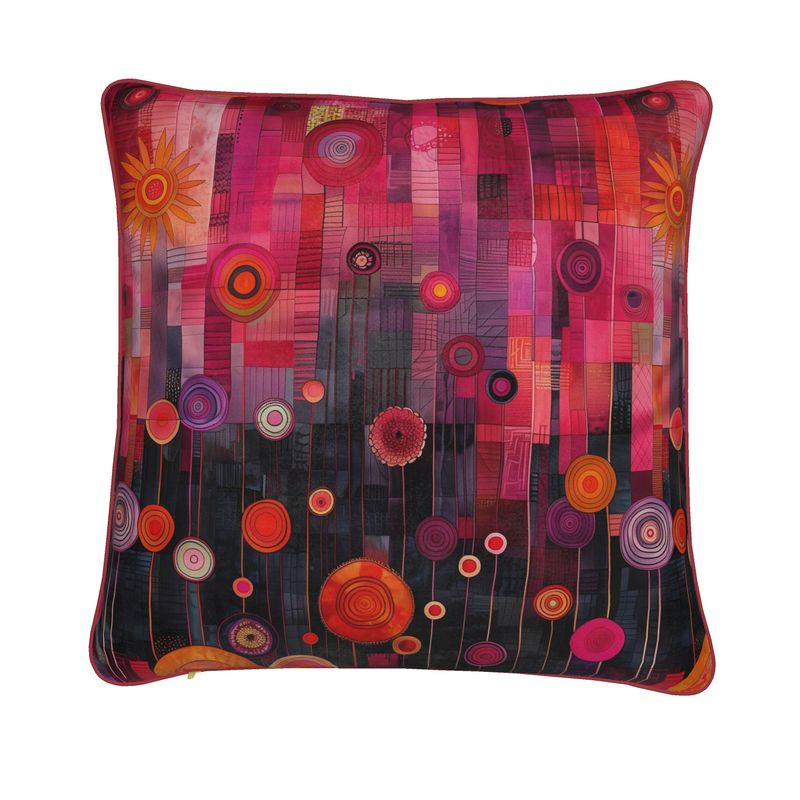 Crimson Cosmos Patchwork Cushions