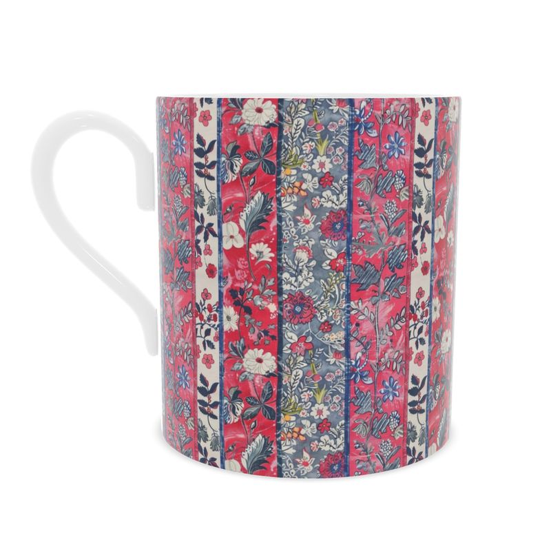 Crimson Garden Stripes Bone China Mug