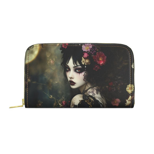 Nocturne Rose Vampiress Leather Zip Purse