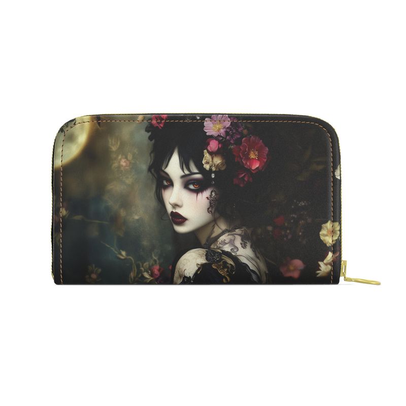 Nocturne Rose Vampiress Leather Zip Purse